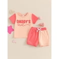thumbnail image 5 of Aojekbee Baby Boys Girls Summer Outfits Fuzzy Letter Embroidered Contrast Color Short Sleeve T-Shirts Tops and Shorts 2Pcs Clothes Set, 5 of 10