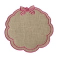 thumbnail image 2 of Linnome Flower Shaped Embroidered Linen Placemats, Bow Decor Heat Resistant Table Mats, Washable Stitched Insulation Plate Mats for Dining Table, Coffee Table Decor, 2 of 6