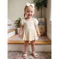 thumbnail image 6 of Cenuakty Baby Girl Romper Dress Solid Color Square Neck Short Sleeve Skirt Hem Infant Bodysuits Jumpsuits with Headband, 6 of 9