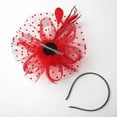 thumbnail image 5 of Fascinators Hat Kentucky Derby Hats for Girls and Women Tea Party Wedding Headwear Mesh Ribbons Cocktail Flower Feathers Hair fascinator Clip Black/Pink/Red, 5 of 6
