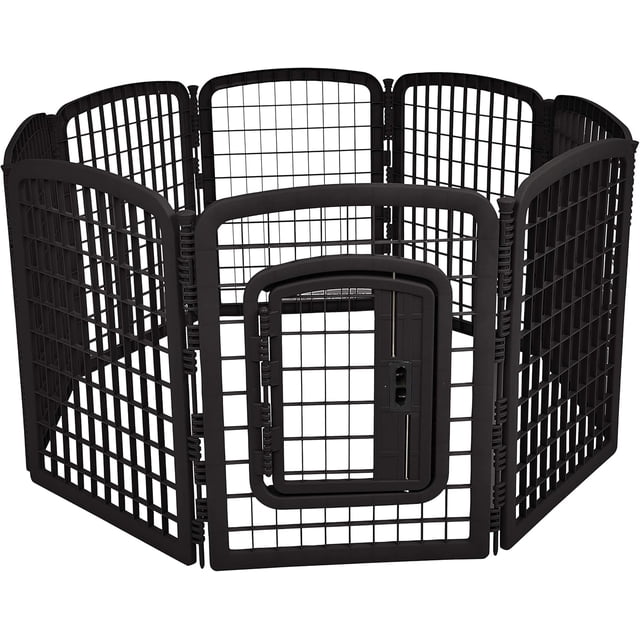 Plastic Pet Pen Fence Enclosure With Gate - Grey