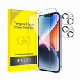 thumbnail image 1 of xixishop Full Coverage Screen Protector for iPhone 14 6.1-Inch with Camera Lens Protector, Tempered Glass Film, HD Clear, 2-Pack Each, 1 of 1