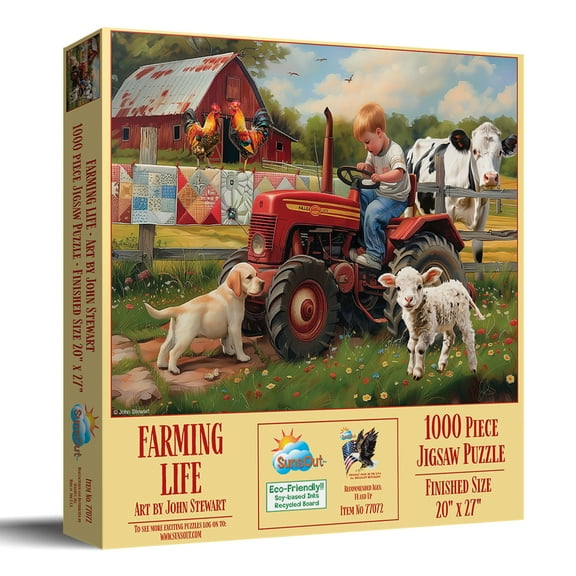 SUNSOUT INC - Farming Life - 1000 pc Jigsaw Puzzle by Artist: John Stewart - Finished Size 20" x 27" - MPN# 77072