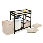 Badger Basket Modern Baby Changing Table with Hamper and 3 Baskets - Espresso