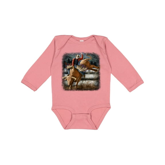 Inktastic Bull Riding Boys or Girls Long Sleeve Baby Bodysuit