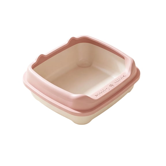 ICQOVD Semi Enclosed Cat Litter Box with Spray Proof Design Non Stick Easy Clean Pet Toilet for Kittens and Small Cats