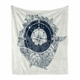 thumbnail image 1 of Adventure Soft Flannel Fleece Throw Blanket, Antique Marine Compass and Floral Whale Victorian Vintage, Cozy Plush for Indoor and Outdoor Use, 60" x 80", Dark Blue White, by Ambesonne, 1 of 6