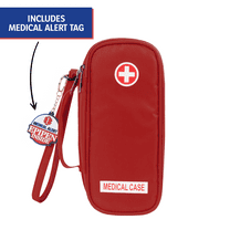 EpiPen Carrying Medical Case - Red Insulated Portable Bag with Zipper - for 2 EpiPen's, Auvi-Q, Asthma Inhaler, Small Ice Pack, Eye Drops, Allergy Medicine Essentials (Red)