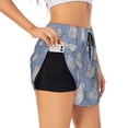 thumbnail image 2 of Bixox Women's Cute Fat Cat pattern 2 in 1 Running Shorts - Lightweight Athletic Workout Gym Yoga Shorts Liner with Pockets - Large, 2 of 7