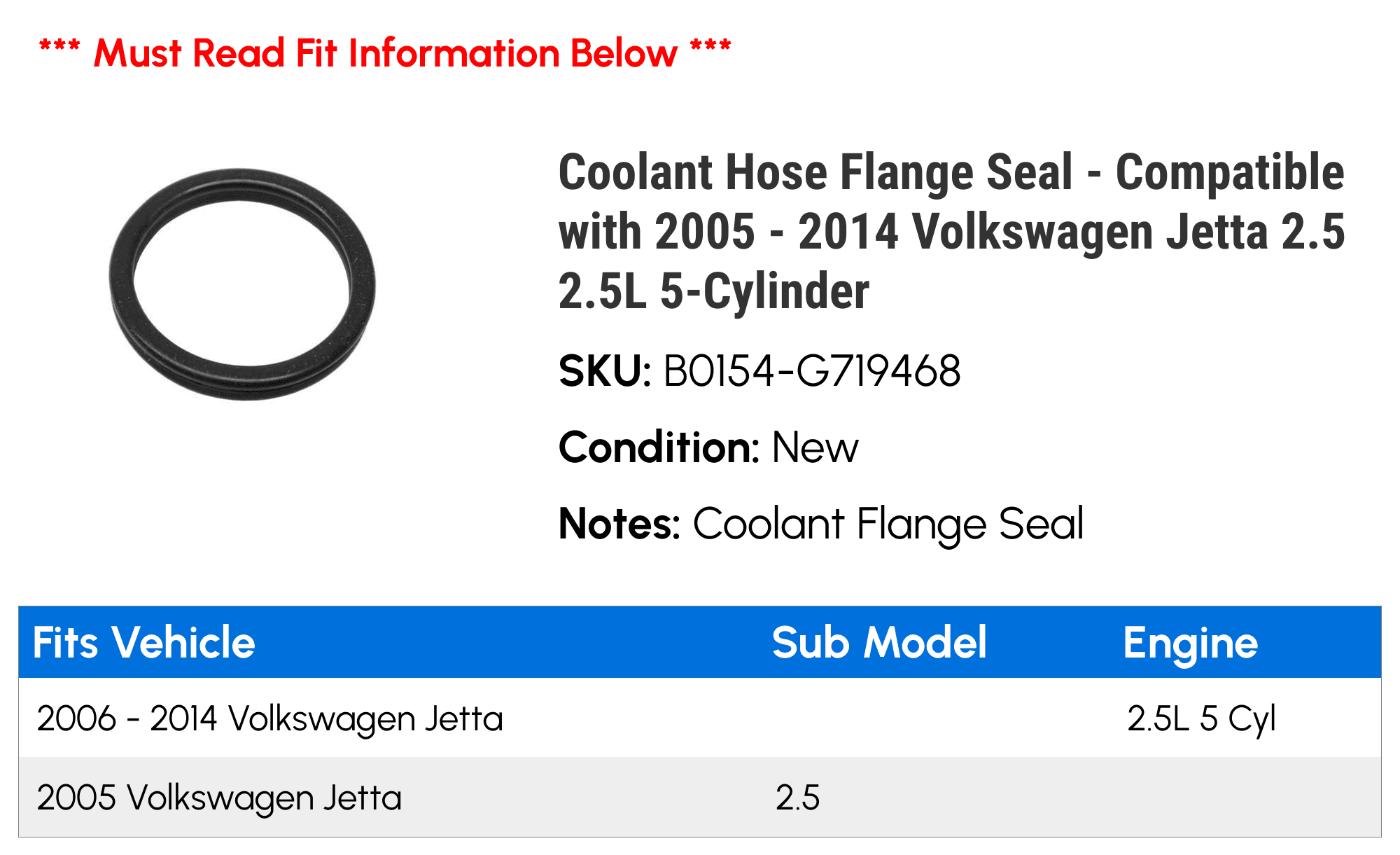 Radiator Coolant Hose Flange For 2005-2014 VW Jetta 2.5L – Gates 162CC69 With Seal