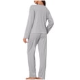 thumbnail image 5 of Enjoytime Women's Pajama Sets Soft Comfy 2 Piece Sleepwear V-Neck Long Sleeve Button Down Shirts with Pants Pjs Set, 5 of 5