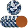 thumbnail image 2 of Peace Dove Microfiber Leather Round Coasters (6PCS) - 11x11 cm/4.3x4.3 in Set for Drinks,and Durable Beverage Coasters with Holder - Your Table Surface and Enhance Décor, 2 of 6