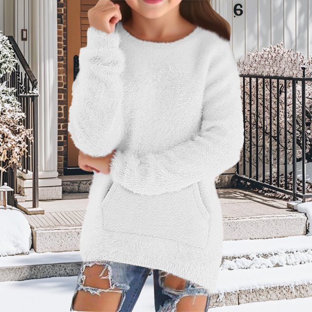 LIJCC Chandail à Manches Longues Surdimensionné pour Filles, Col Rond, Tricot Douillet, Chaud et Confortable, Ample, Moelleux, Mode Décontractée, Automne
