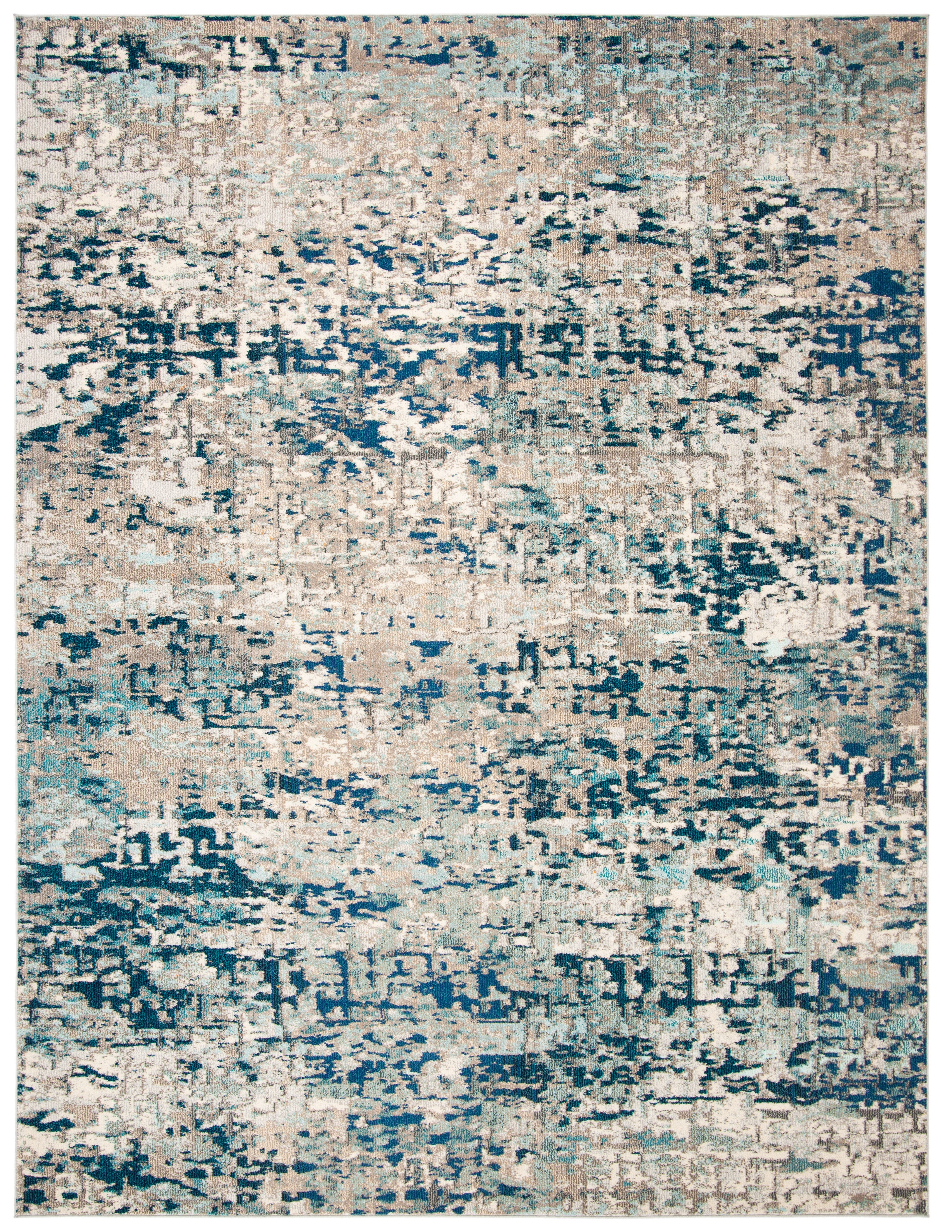 SAFAVIEH Madison Kebo Abstract Area Rug, Grey/Blue, 9' x 12' - Large - Modern Design, Grey & Blue, Ideal for Living Room, Bedroom, Dining Space