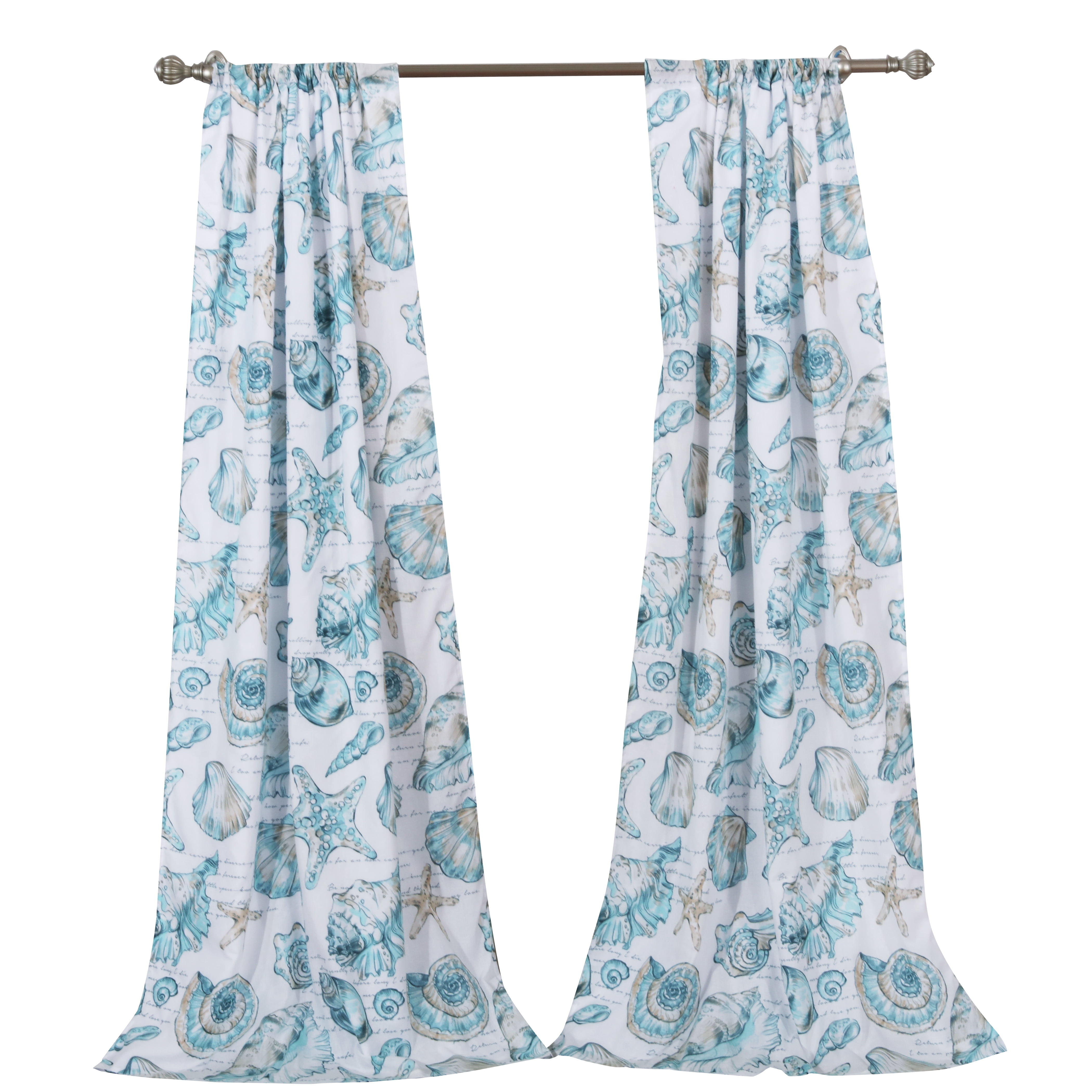 Global Trends Coastal Seashell Curtain Panels, 84” x 42” (2 Panels)