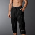 thumbnail image 6 of Men's Lightweight Long Beach Shorts Striped Textured Quick Dry Below Knee 3/4 Capri Pants with Pockets for Workout Running Training Summer Big and Tall Size S-4XL Black, 6 of 7