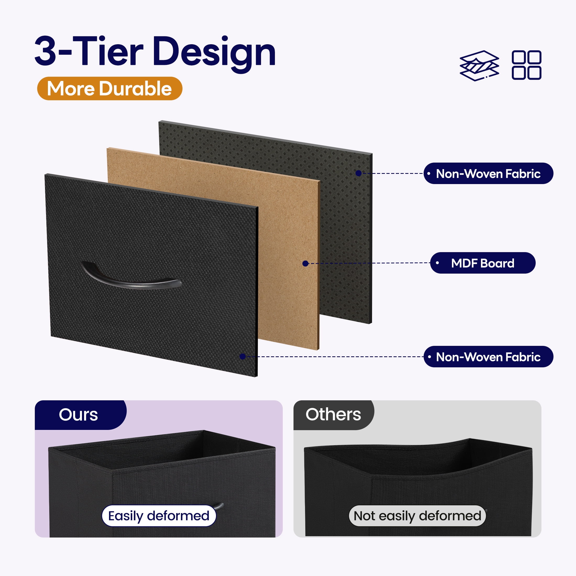 CONCETTA 13-Drawer Fabric Dresser, Tall Storage Tower Organizaton for Bedroom, Closet, Living Room, Black
