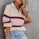 thumbnail image 4 of Jersey de punto para mujer, suéter con cuello levantado, cremallera frontal, hombro caído, manga larga, cálido para invierno y otoño, color albaricoque XL, 4 of 7