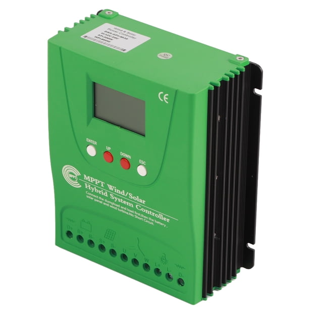 Controlador De Carga Híbrido Solar Eólico Solar De 12V Y 24V Con Pantalla LCD, Controlador Solar Eólico De Carga De Impulso MPPT