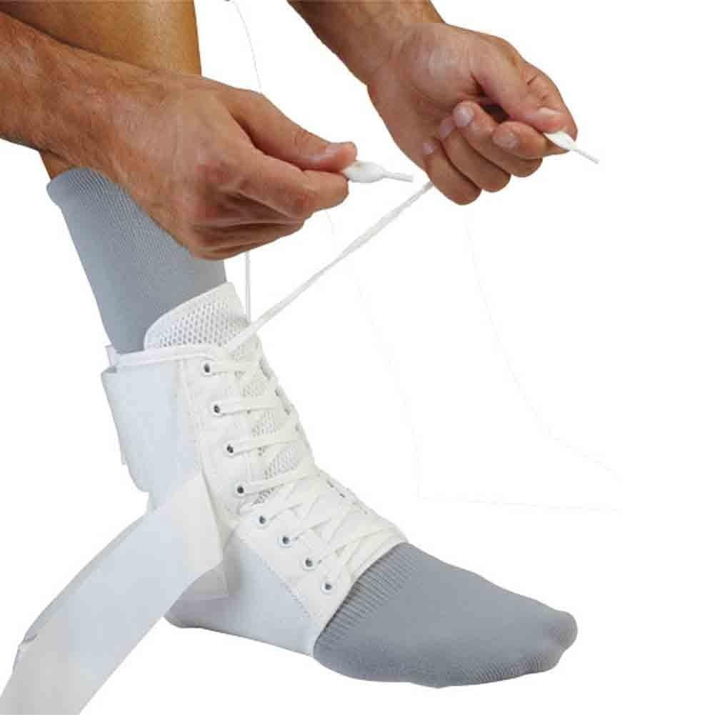 McDavid 195 Deluxe Ankle Support Brace With Strap Sprain Recovery, White, Large