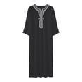 thumbnail image 4 of IWRICH Men's Embroidery Moroccan Thobe Mogadishu Djellaba Robe Jubba Prayer Kaftan Arabic Abaya 02-Black XL, 4 of 4