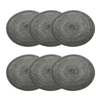 Uxcell 6pcs Round Braided Placemats 12" Non-Slip Round Table Mats for Dining Tables Washable Heat Insulation Woven Placemats, Black Grey