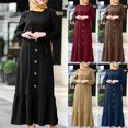 thumbnail image 1 of Gspmoly Robes d'Été pour Femmes, Mode pour Femmes Col Rond Ample Manches Longues Robe Unie Longueur Cheville Robe Longue Robes de Cocktail pour Femmes Économies, 1 of 8