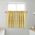 thumbnail image 2 of Aiking Home Tiers Small Window Treatment Curtain - 2-Panels Picnic Checkered Pattern Kitchen Curtain Tiers with 2.5-inch Rod Pocket, Polyester (28x24 inch, Yellow/White), 2 of 3