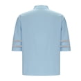 thumbnail image 4 of JGGSPWM Women's Spring Summer Loose Zipper V-Neck 3/4 Sleeves Splicing Pullover Fashion Shirts Light Blue 2XL, 4 of 6
