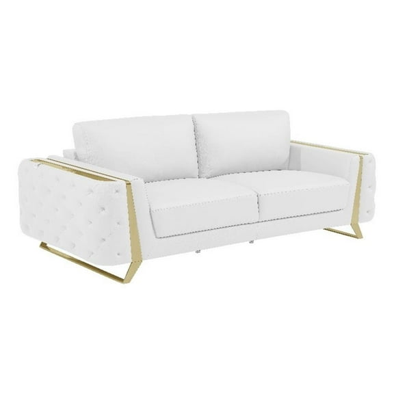 Pemberly Row Modern Genuine Italian Leather Upholstered Sofa