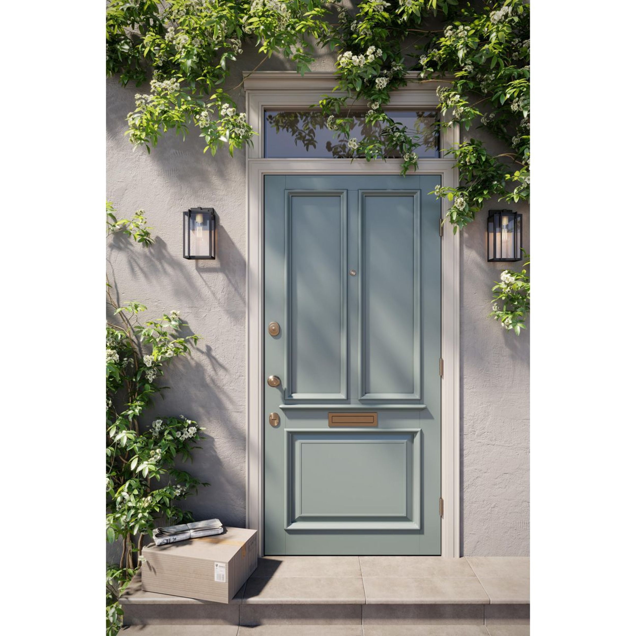 Avec Marimac Collection Modern Craftsman Black Outdoor Wall Lantern with Gold Accent