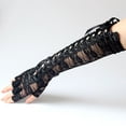 thumbnail image 2 of 15.3" Women's Sexy Elbow Length Fingerless Lace Up Arm Tie Long Lace Gloves, 2 of 7
