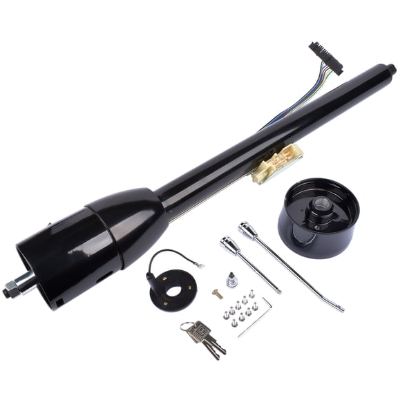 GELUOXI 32" Black GM Keyed Tilt Steering Column Manual Floor Shift with Key & 9 Bolt Adapter