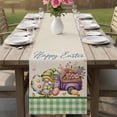 thumbnail image 4 of Easter Table Runner 72 Inches, Green Gnomes Eggs Flowers Purple Truck Plaid Bed Runner Dresser Scarves Tabletop for Indoor Outdoor Parties/Ceremony/Banquet, 14" x 72", 4 of 8