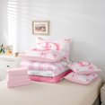 thumbnail image 6 of Erosebridal Girl Bowtie Personalized Gifts 7-Piece Bedding Comforter Set,Modern Geometric Grid Alphabet D King Bedding Sets For Kids,Pink Reversible, 6 of 7