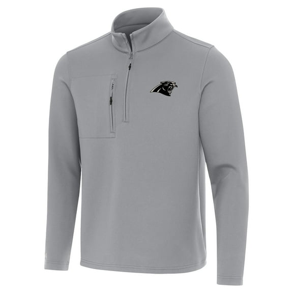 Men's Antigua  Gray Carolina Panthers Insider Quarter-Zip Jacket