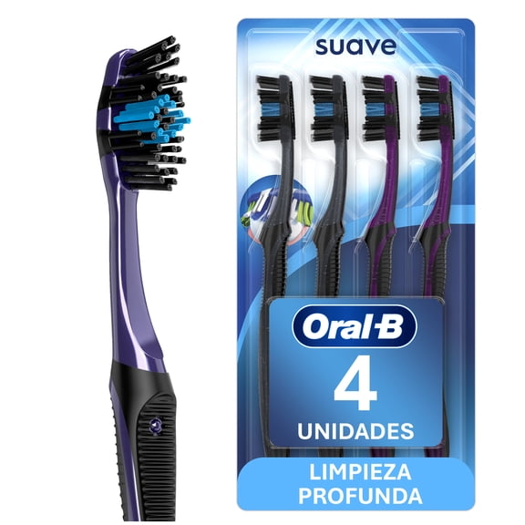 Cepillo de Dientes Oral-B 5 Acciones Cerdas Suaves Inteligentes con carbón, 4 pzas