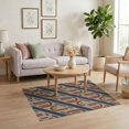 thumbnail image 3 of ODIKA 4'x6' Navy Blue Geometric Accent Washable Area Rug Modern Abstract With Bold Lines And Artistic Flair Non-Slip, Chair-Friendly, Flatwoven for Home Office, Under Desk, 3 of 7