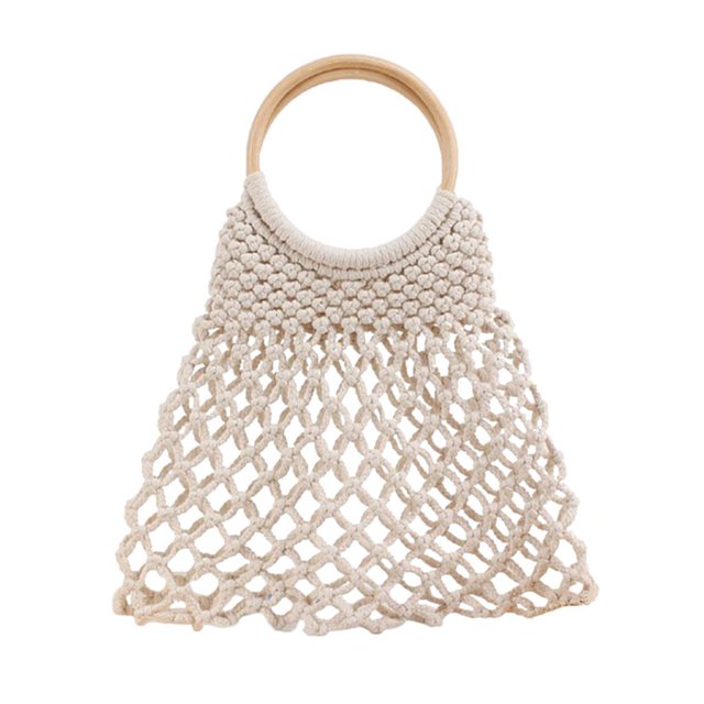 de Ganchilo Tejido de Punto de con Manija forma forma forma Vintaje para , Viaje, Blanco Sunnimix Ahueque hacia fuera los bolsos de paja