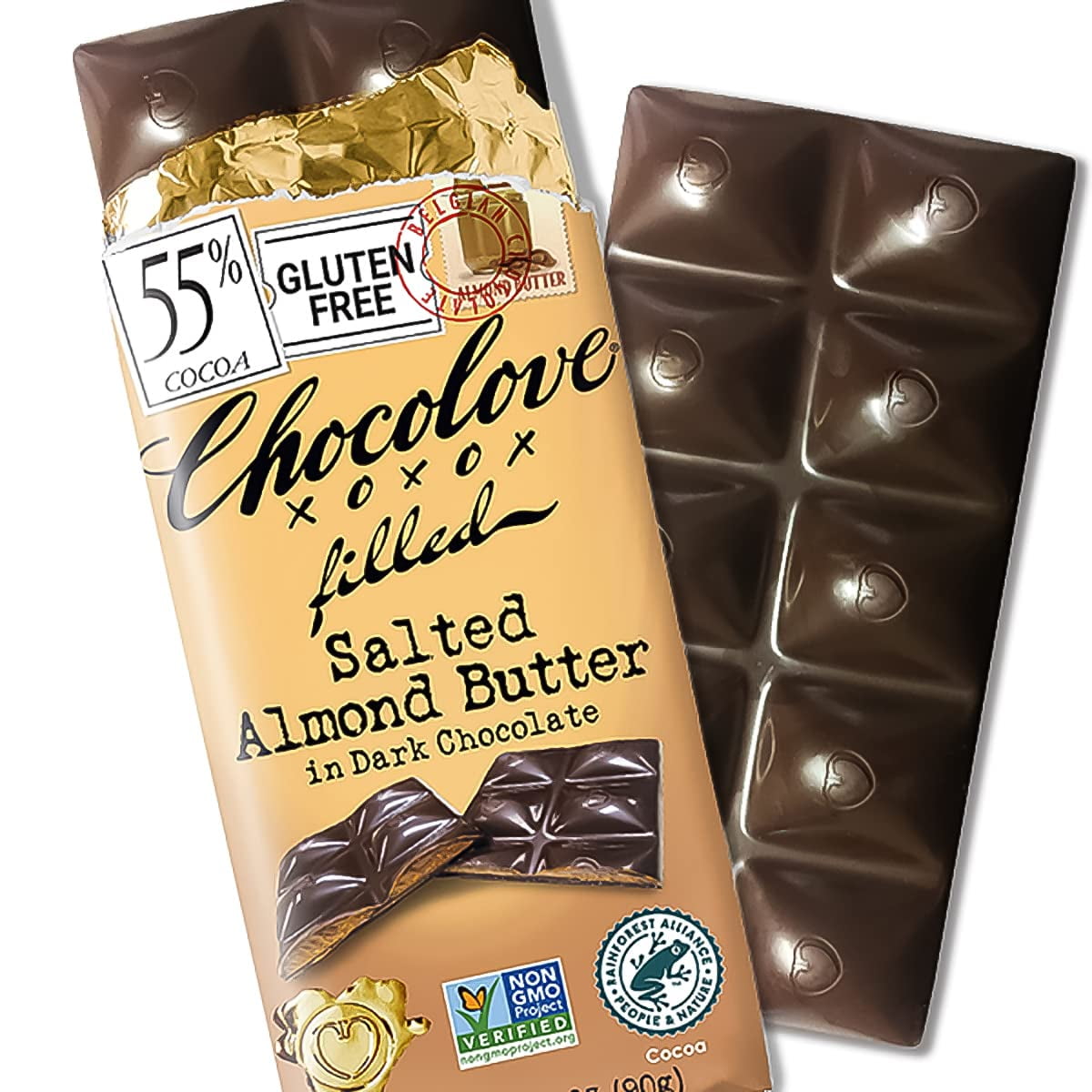 Chocolove, Salted Almond Butter in Dark Chocolate, 55% Cocoa, 3.2 oz Pack of 3