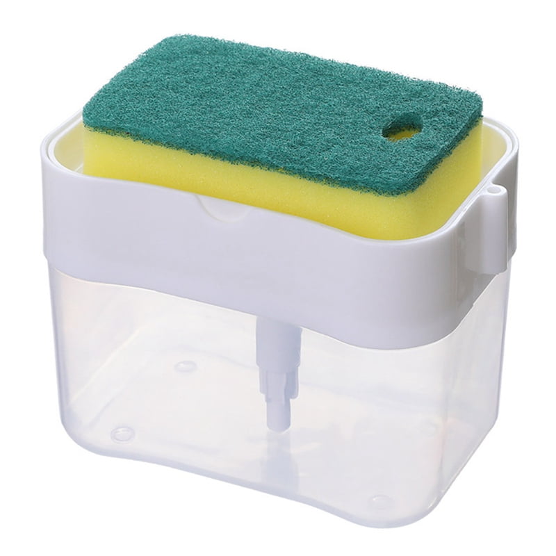 PWFE 2in1 Double Layer Sponge Box With Soap Dispenser Kitchen Plastic