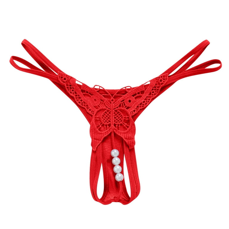 HUPOM Knix Underwear Panties Open Crotch Leisure Tie Seamless Waistband Red  