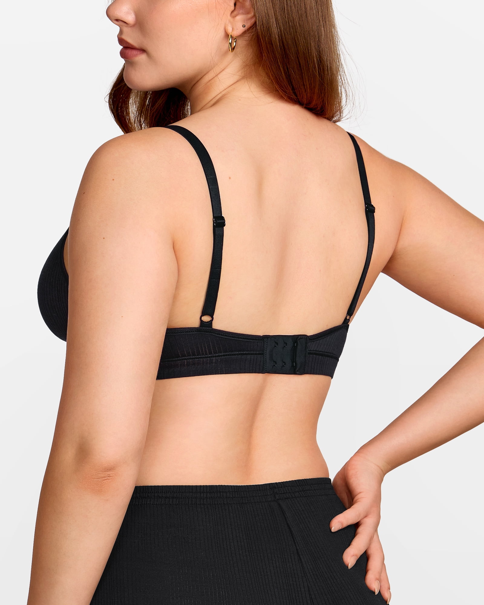 Women's Natrelax No Underwire Comfort Bralette Ribbed Wireless Bra Sleep Unlined V Neck Bras Soft Everyday