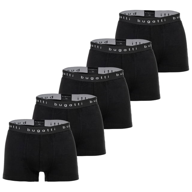 bugatti Boxers para hombre, paquete de 5 - Boxers, algodón elástico, lisos Negro XL (X-Large)