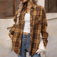 thumbnail image 5 of Plaid Flannel Button Down Shirts for Women Casual Loose Long Sleeve Blouse Womens Shacket Jacket Fall Fashion Tops, 5 of 6