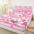 thumbnail image 3 of Manfei Girls Pink Bed Sheets 4pcs, Cute Axolotl King Sheets, Strawberry Stripe Sheet Set, Luxury Bedroom Decor, 3 of 6