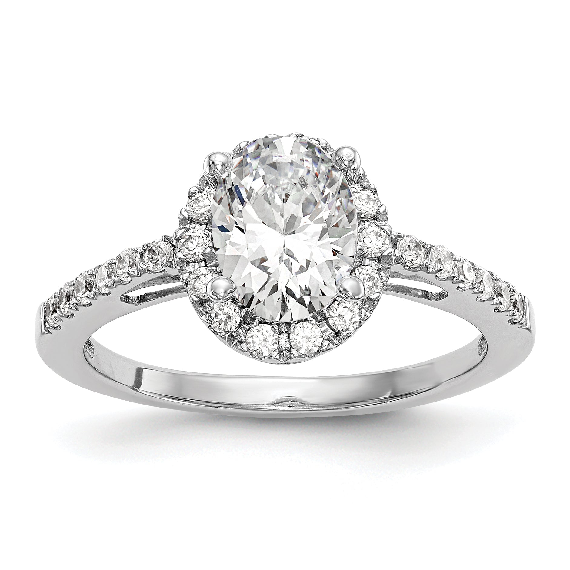 1.50ct CZ Solid Real 14K White Gold Oval Solitaire Engagement Ring Polished Engagement Ring