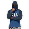 thumbnail image 2 of Men's USA Patriotic Hoodie with Built-in Face Mask and Raglan Sleeves Featuring UPF 50+ Sun Protection for Independence Day Fishing Hiking Camping or Outdoor Work Navy M, 2 of 6