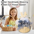 thumbnail image 5 of Handmade Easter Basket with Handle,Premium Handcrafted Easter Gift Basket,Rabbit Ear Straw Wicker Easter Egg Candy Basket for Easter Egg Hunting Pink, 5 of 7