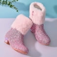 thumbnail image 4 of LYHao Girls Winter Warm Knit Boots For Little Girls — Cozy Lined Ankle Boots With Top Handle For Autumn And Winter ,Girls Boots Sizes 7 Red(13-13.5 Years), 4 of 5